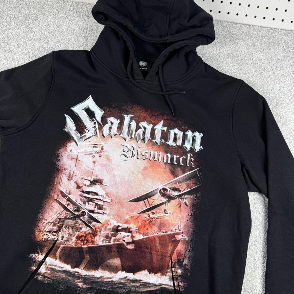 Sabaton Hoodie Men XXL Black Bismarck King of the Ocean Heavy Metal Band Graphic